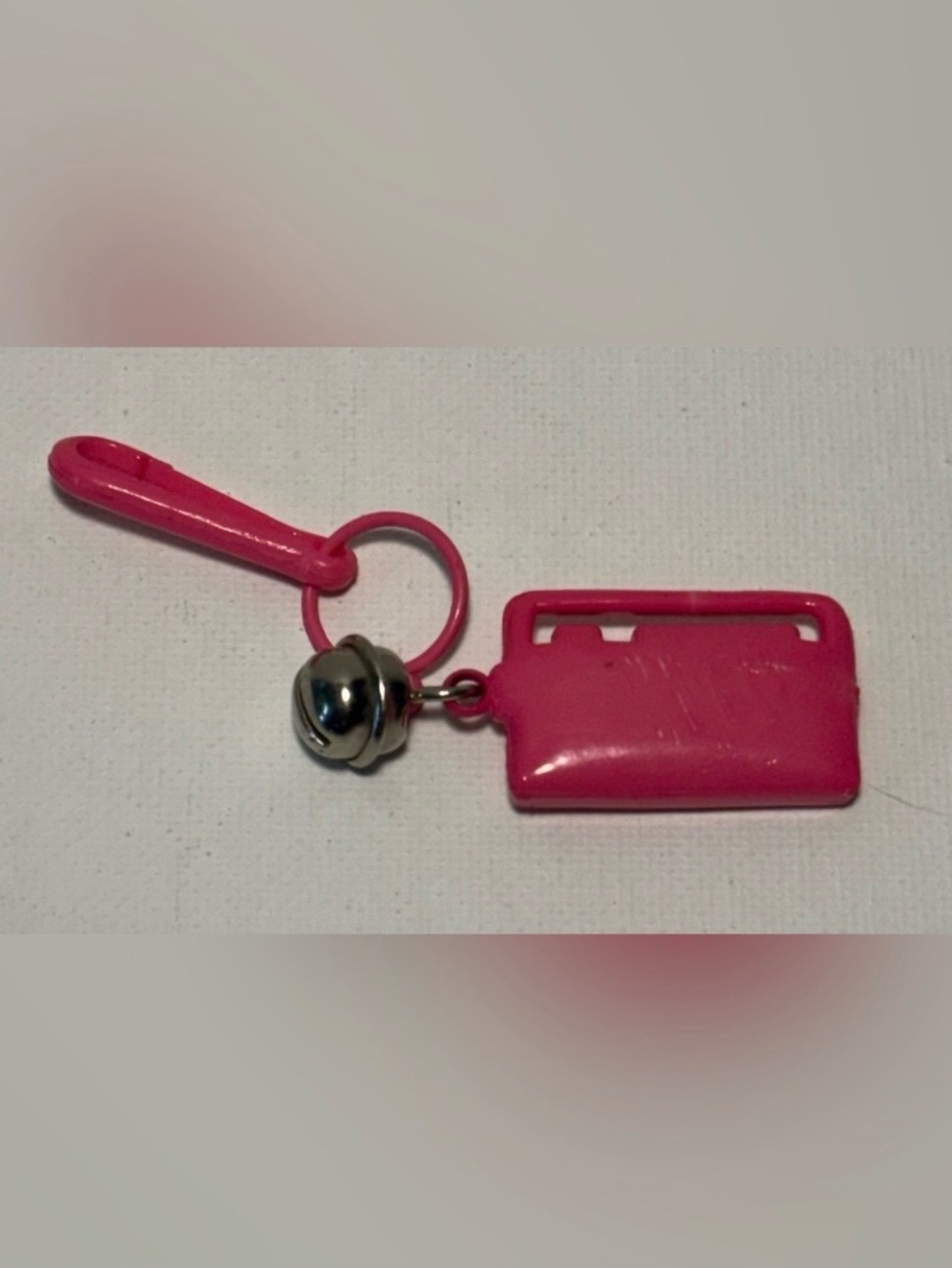 Vintage 1980s Plastic Bell Charm RARE Boombox 80s Necklace Jewelry pendant PINK
